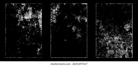 Set of Black and white grunge. Distress overlay texture. Surface dust and rough dirty wall background concept. Distress illustration simply place over object to create grunge effect. Vector EPS10.