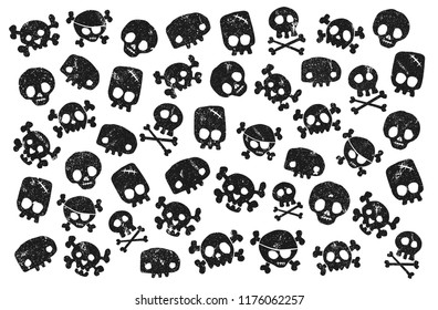 Set of black and white grunge skulls in vector fromat
