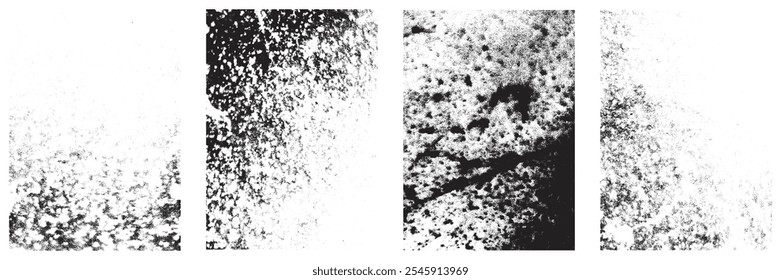Set of Black and white grunge texture on white background illustration.Distress illustration simply place over object to create grunge effect.