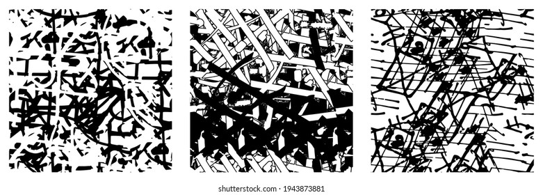 Set of black and white grunge textures