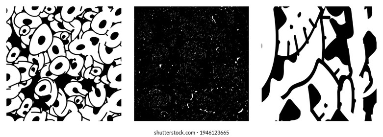 Set of black and white grunge textures