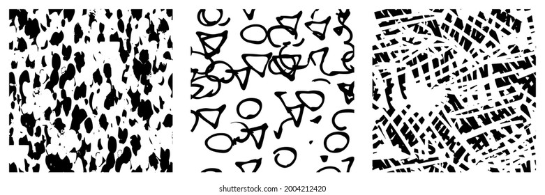 Set of black and white grunge textures