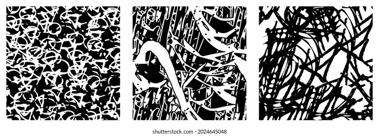 Set of black and white grunge textures
