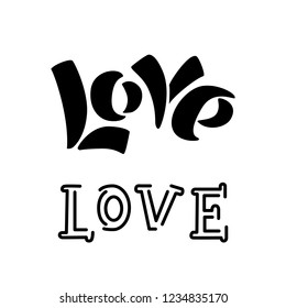 set of black and white hand written lettering about love to valentines day design poster, greeting card, photo album, banner, calligraphy vector illustration collection