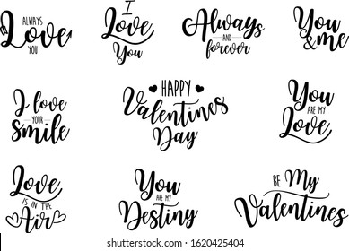 Set Black White Hand Written Lettering Stock Vector (Royalty Free ...