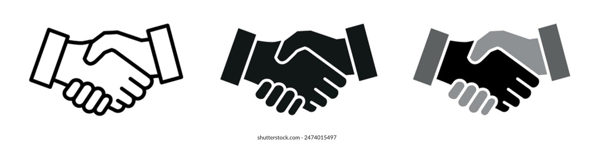 Set of black and white Handshake icons