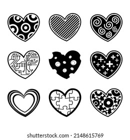 Set schwarz-weiße Herzen zum Drucken.
Siegel - Vektor-Typografie-Design-Element