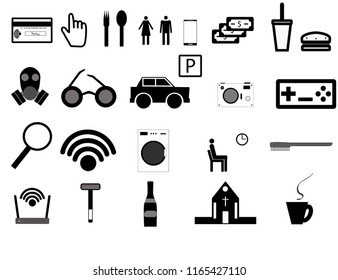 set of black and white icons