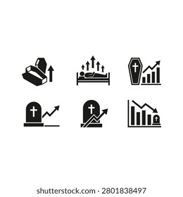 Set of black and white icons featuring Christian crosses