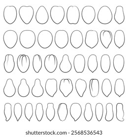 Set of black and white illustrations with tomatoes. Isolated vector objects on white background.