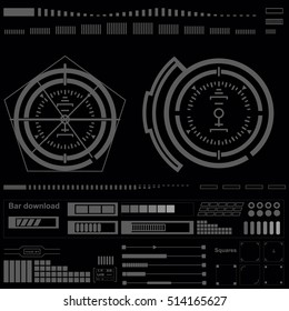 Set black and white infographic display elements for the web app