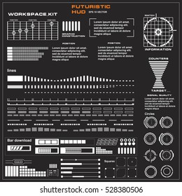 Set black and white infographic display elements for the web app