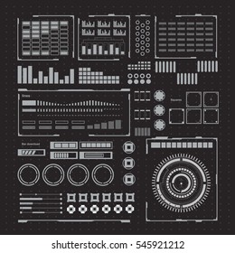 Set black and white infographic display elements for the web app