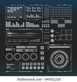 Set black and white infographic display elements for the web app