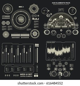 Set black and white infographic display elements for the web app
