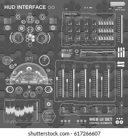 Set black and white infographic display elements for the web app