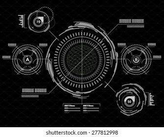  set of black and white infographic elements. Head-up display elements for the web and app. Futuristic user interface. Virtual graphic.