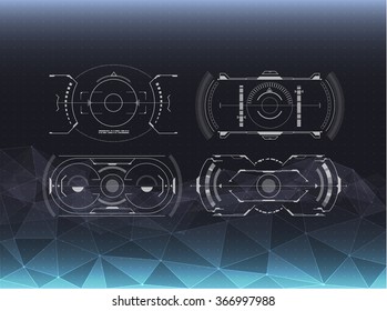 set of black and white infographic elements. futuristic user interface HUD