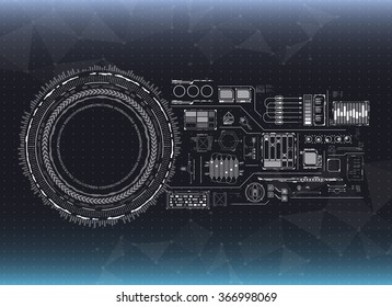 set of black and white infographic elements. futuristic user interface HUD