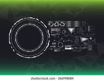 set of black and white infographic elements. futuristic user interface HUD