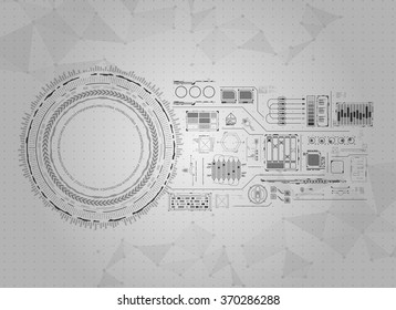 set of black and white infographic elements. futuristic user interface HUD