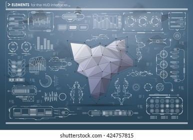  set of black and white infographic elements. Head-up display elements for the web and app. Futuristic user interface. Virtual graphic.