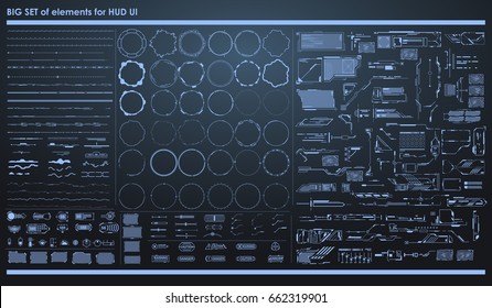 set of black and white infographic elements. Head-up display elements for the web and app. Futuristic user interface. Virtual graphic.