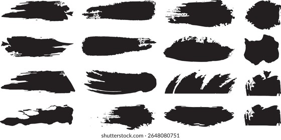set of black and white ink splashes Brush line set. Vector abstract grungy straight lines, circles, borders and frames. Textured paint strokes. Vintage clean accurate round brushstrokes patt	
