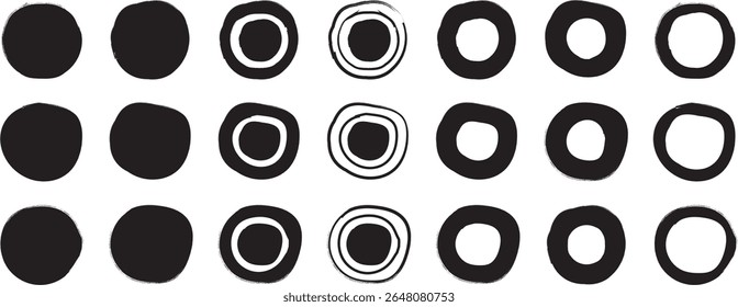 set of black and white ink splashes Brush line set. Vector abstract grungy straight lines, circles, borders and frames. Textured paint strokes. Vintage clean accurate round brushstrokes patt	
