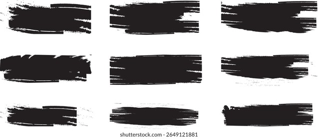 set of black and white ink splashes Brush line set. Vector abstract grungy straight lines, circles, borders and frames. Textured paint strokes. Vintage clean accurate round brushstrokes patt	