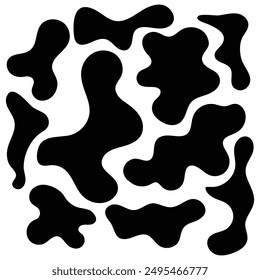 Conjunto de diseño de mancha redonda irregular en blanco y negro