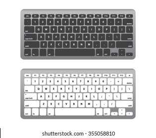 Set Black and White Keyboard QWERTY and Stroke - Isolated Vector Illustration 