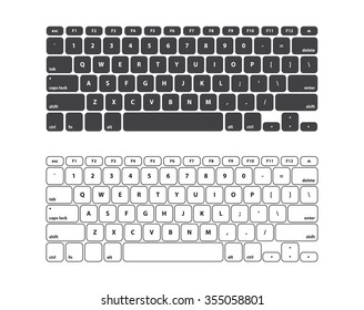 Set Black and White Keyboard Stroke QWERTY - Isolated Vector Illustration 