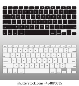 Set Black and White Keyboard Stroke QWERTY - Isolated Vector Illustration.