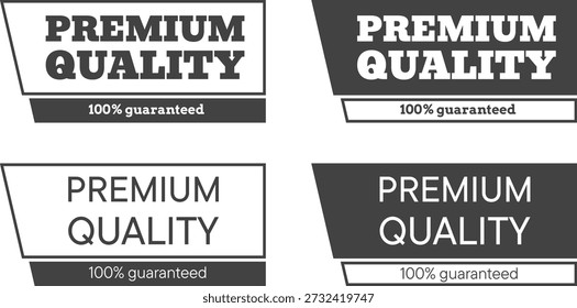 Conjunto de etiquetas em preto e branco com formas angulares para qualidade superior e garantia de texto