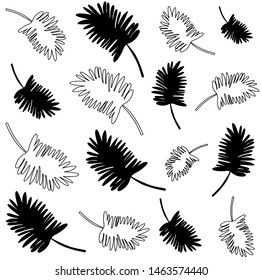 set of black white leaves