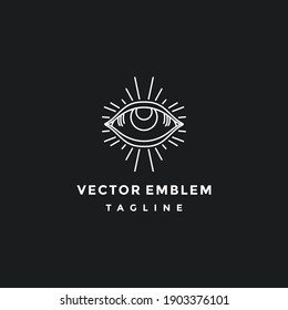 Conjunto de ícono de ojo lineal blanco y negro aislado sobre fondo blanco. Símbolo de visión. Plantilla de logotipo de clínica óptica.