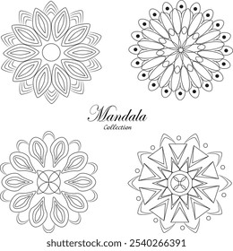 Set of black and white Mandala Collection