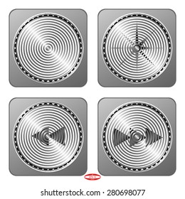 set of black white metal buttons isolated on white background. vector illustration
