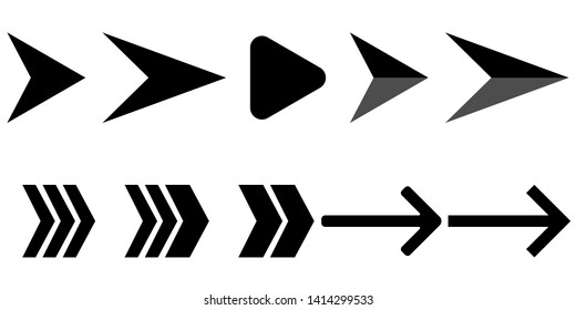 set of black and white modern arrows vector