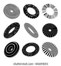 set of black and white modern design torus