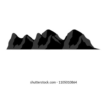 Set of black and white mountain silhouettes.Background border of rocky mountains.