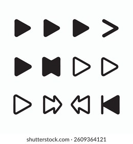 Set of Black and White Multimedia Navigation Icons