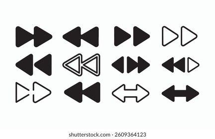 Set of Black and White Multimedia Navigation Icons