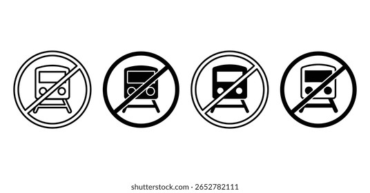 Satz von Schwarz-Weiß-No-Train-Icons Vektordesign auf weißem Hintergrund