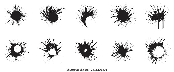 Set of black and white paint splash icon. black and white. logo for paint splash, outline style. sign and symbol. white background. vector illustration