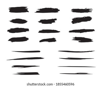 set of black and white paint strokes