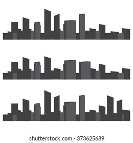 Set of black and white panorama cities