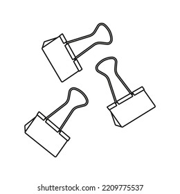 Set of black and white paper clips. Icons. School supplies.