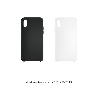 A set of black and white phone covers. The most advanced models of smartphones. Realistic templates for design. Vector illustration